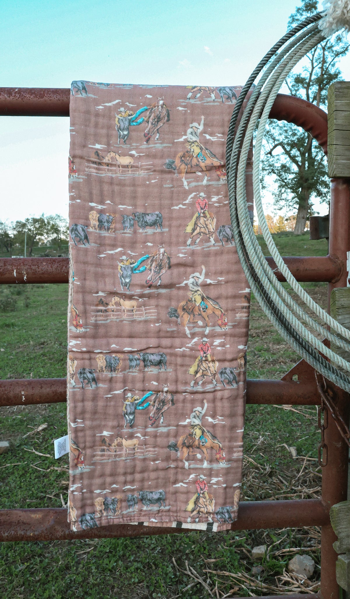 The Saddle Up & Round 'Em Up Muslin Blanket | PREORDER