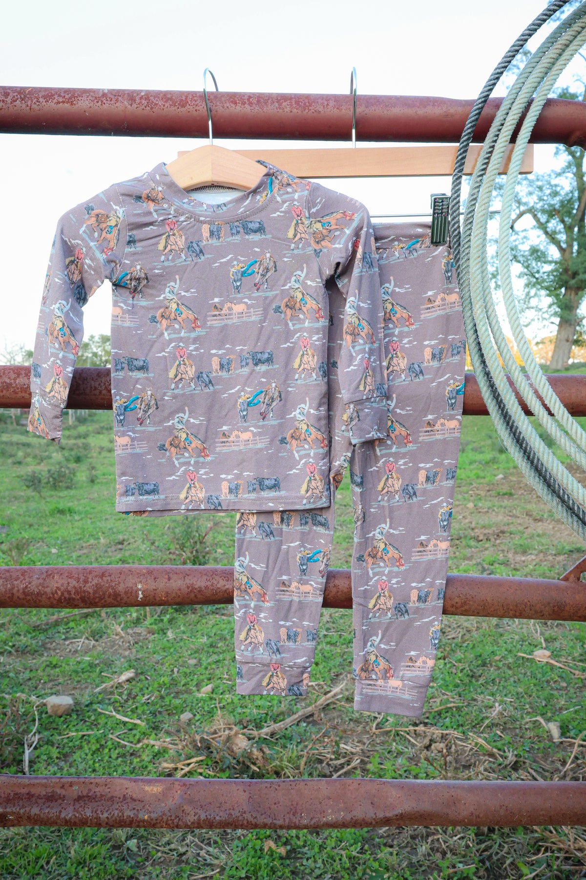 Saddle Up & Round 'Em Up Two Piece Pajama Set | PREORDER
