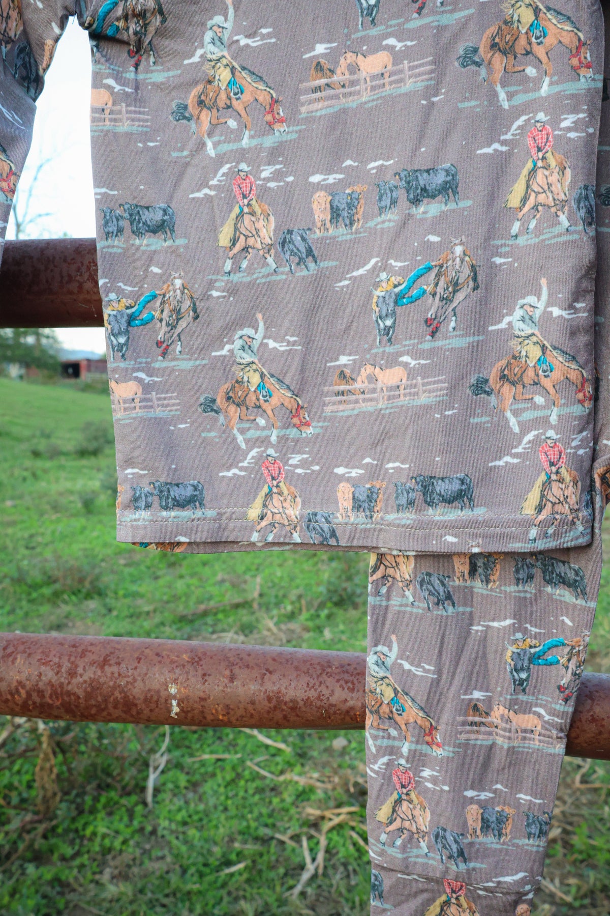 Saddle Up & Round 'Em Up Two Piece Pajama Set | PREORDER
