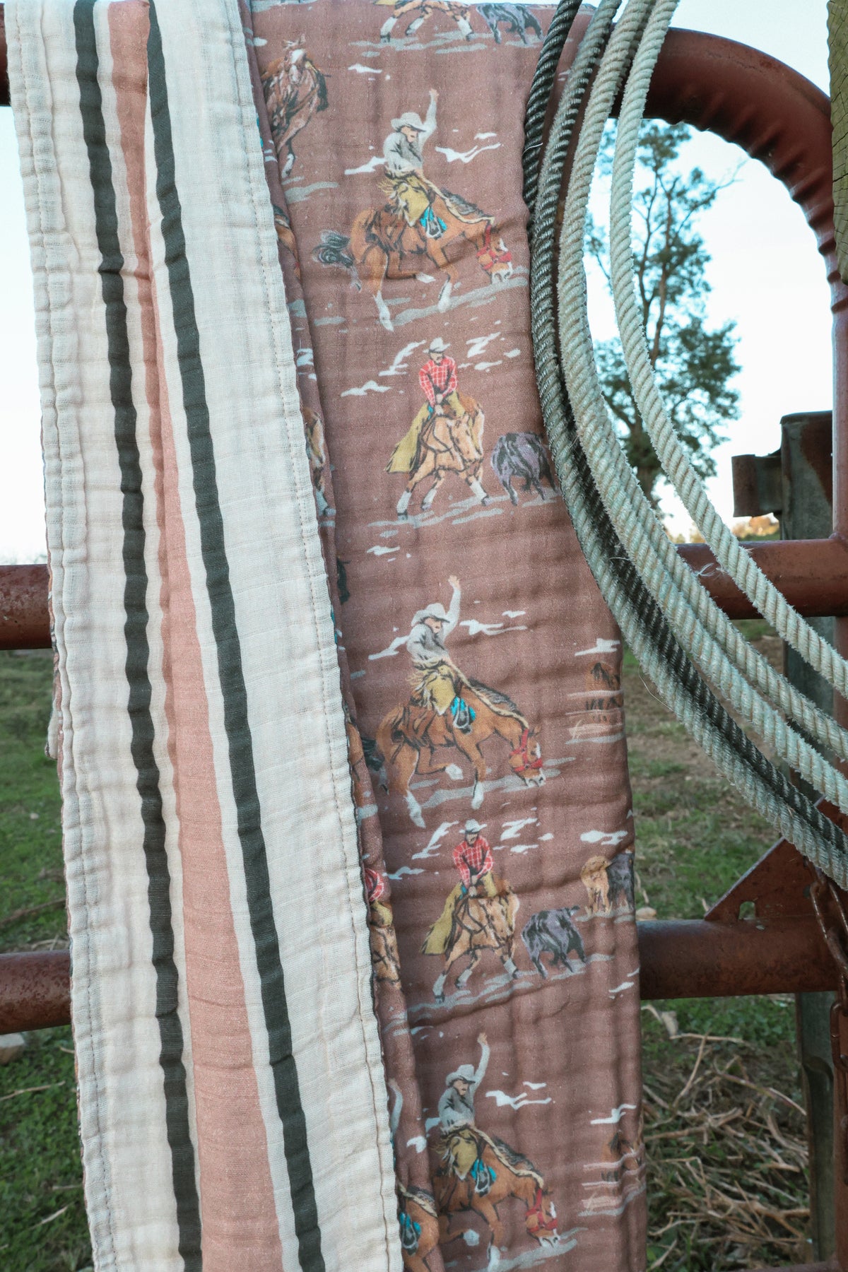 The Saddle Up & Round 'Em Up Muslin Blanket | PREORDER