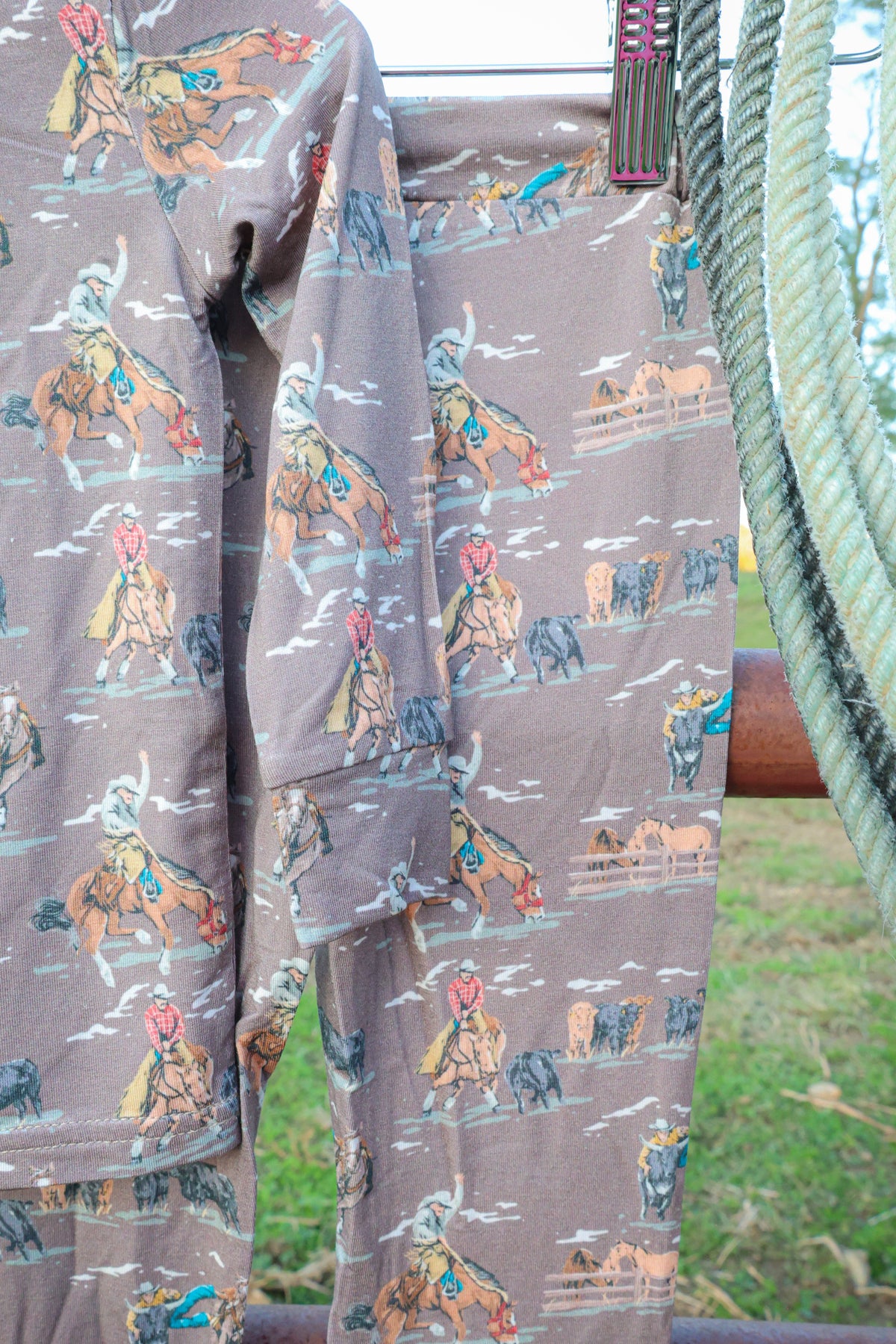 Saddle Up & Round 'Em Up Two Piece Pajama Set | PREORDER