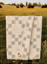 Vintage Blue Patchwork Muslin Blanket